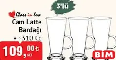 GLASS İN LOVE CAM LATTE BARDAĞI 310 CC 3'LÜ